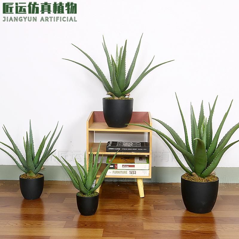 仿真大芦荟绿植盆栽假多肉植物家居客厅酒店装饰摆件手感芦荟盆景