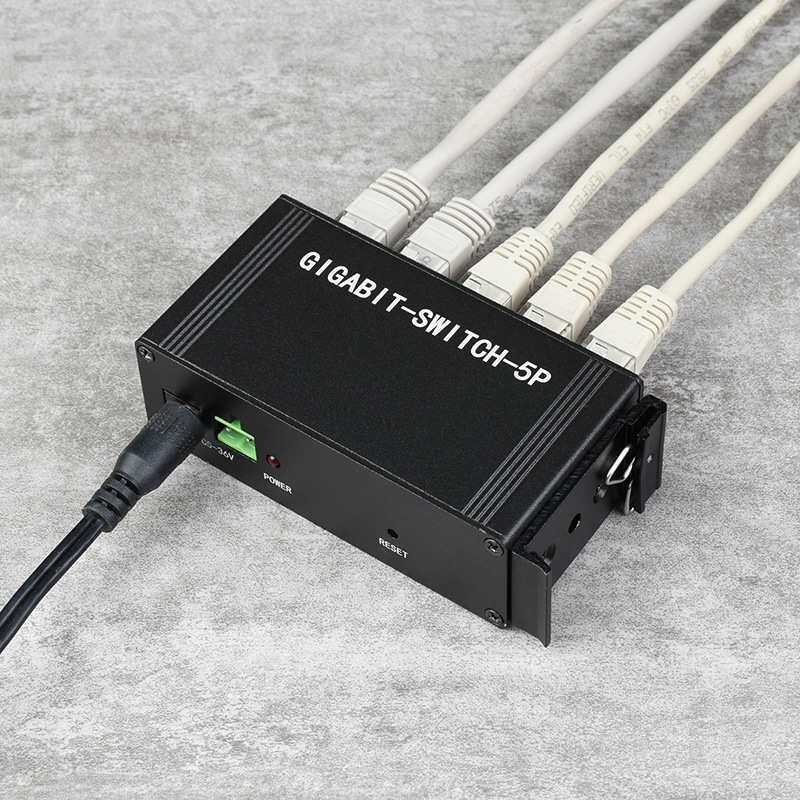 工业级5口千兆以太网交换机 导轨式工业百兆数据交换机网线分线器
