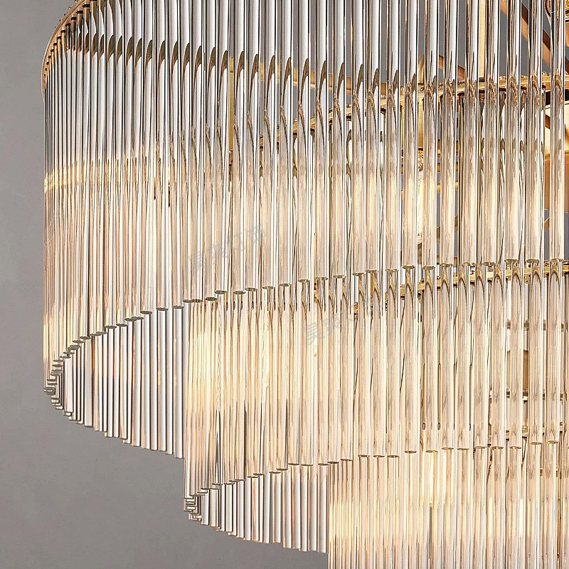 昊爽灯饰 出口rh美式轻奢客厅大吊灯全铜酒店别墅复式挑高楼梯灯