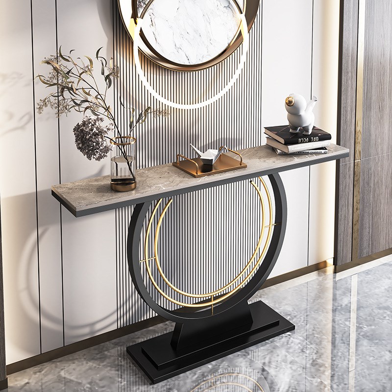 轻奢玄关桌现代简约靠墙条几入户端景台岩板装饰条案新中式玄关柜