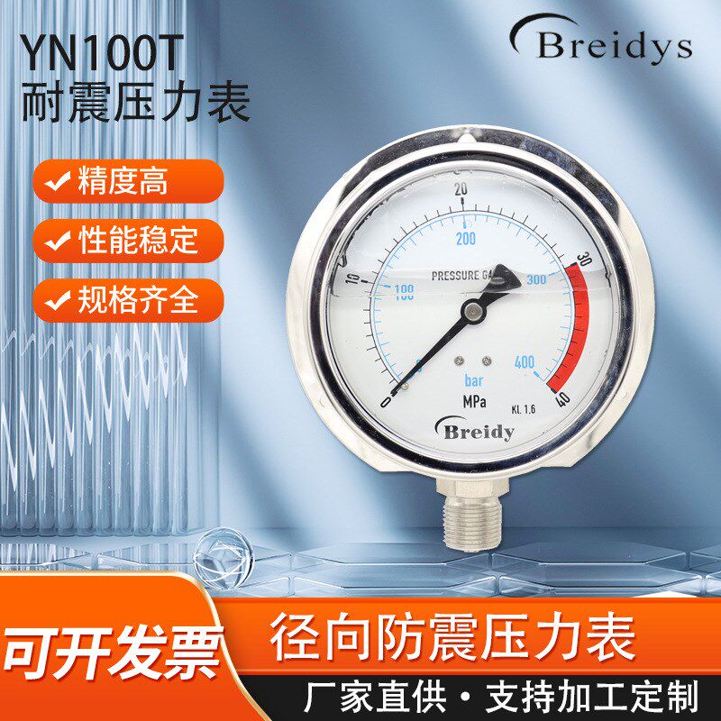 压力表YN100T船用不锈钢耐震压力表水压表气压表0-1.6MPa