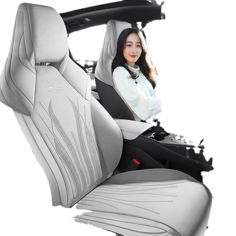 新款专车比亚迪-海豹06 DM-i汽车坐垫翻毛皮马鞍垫半包围打孔座垫