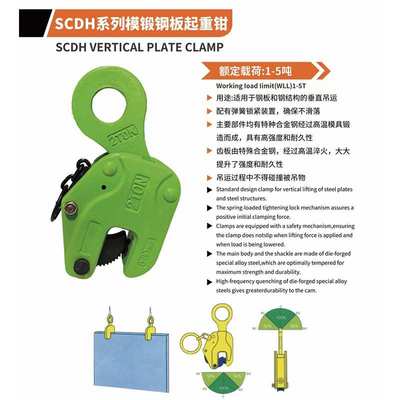 SCDH模锻竖吊钢板夹吊钳起重钳横吊起重钳吊钩索具吊具铁板夹具1T