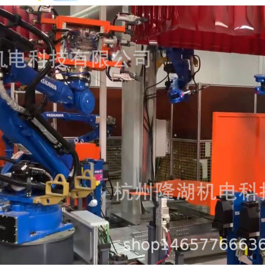 摩托车架自动焊接产线机器人搬运工装第七轴清枪站全自动智能高效