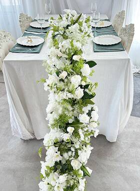 白绿色系拱门仿真花束摆件布置婚礼装饰新款 假花舞台迎宾背景花