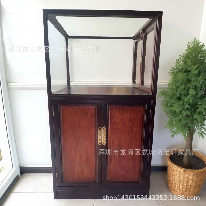 白蜡木实木玻璃展柜古典新中式珠宝展示灯柜商用多功能收纳装饰柜