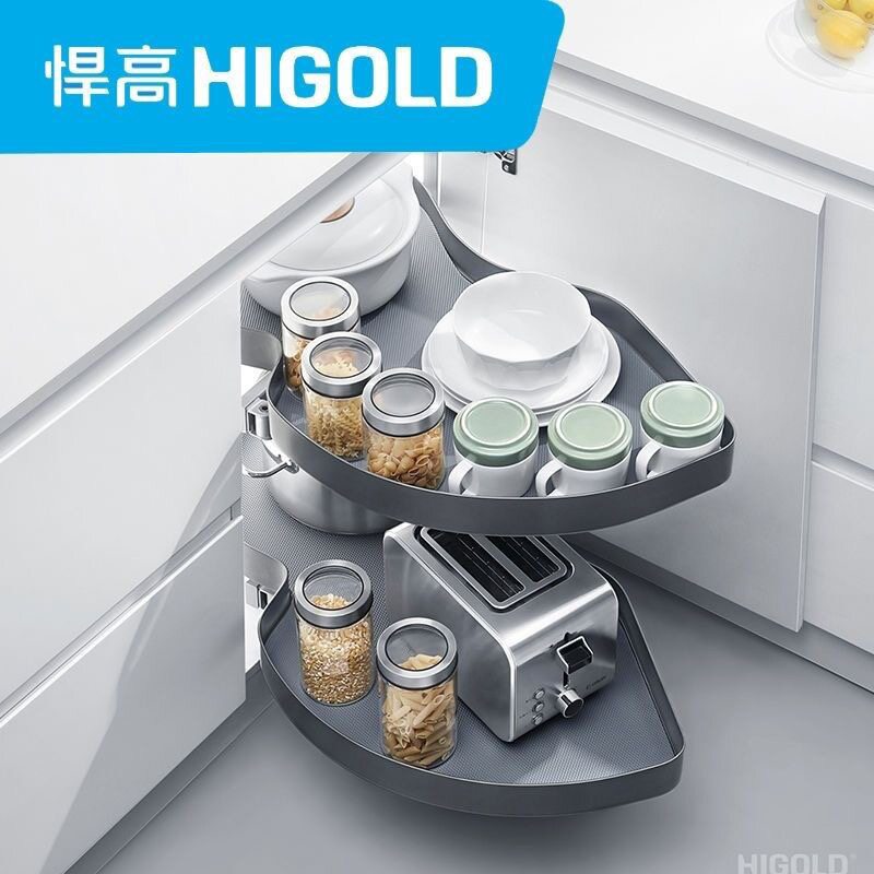 高飞碟3.0转角拉篮旋转置物篮橱柜调味篮创意小怪物双层转盘