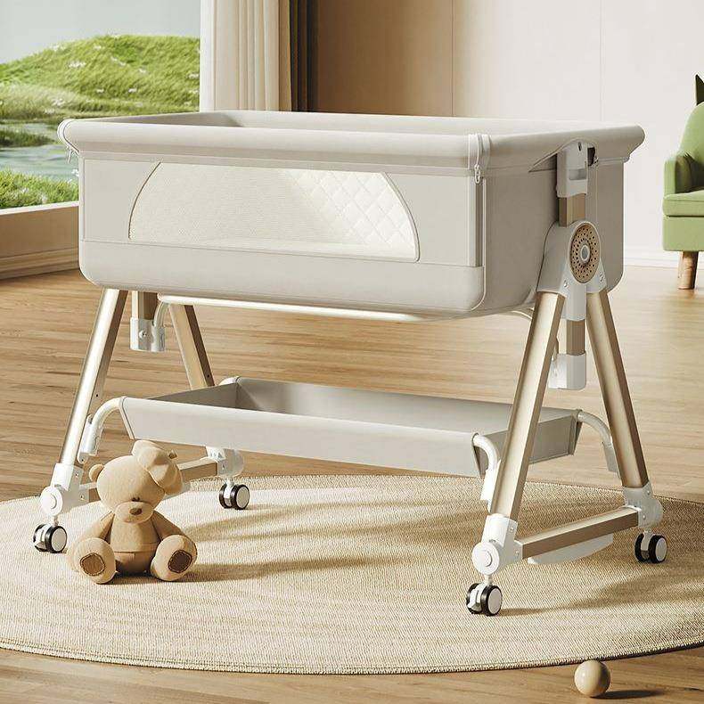 婴儿床可调节高度可移动擦拭拼接大摇床宝宝舒适多功能折叠尿布台