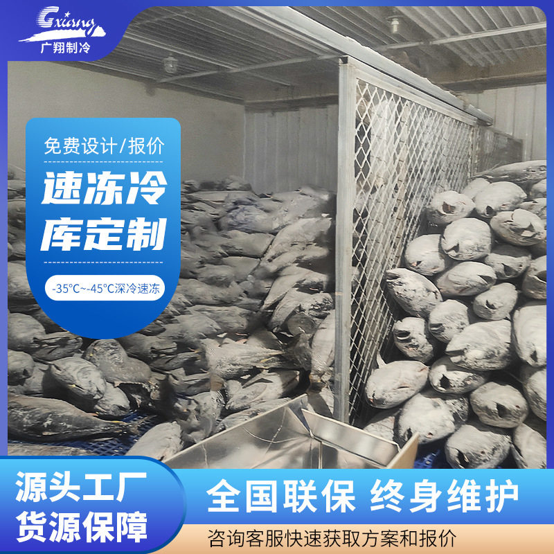 广翔广东厂家冷库鸡鸭鹅鱼牛羊猪肉类-35°C速冻库冷库冷冻设备