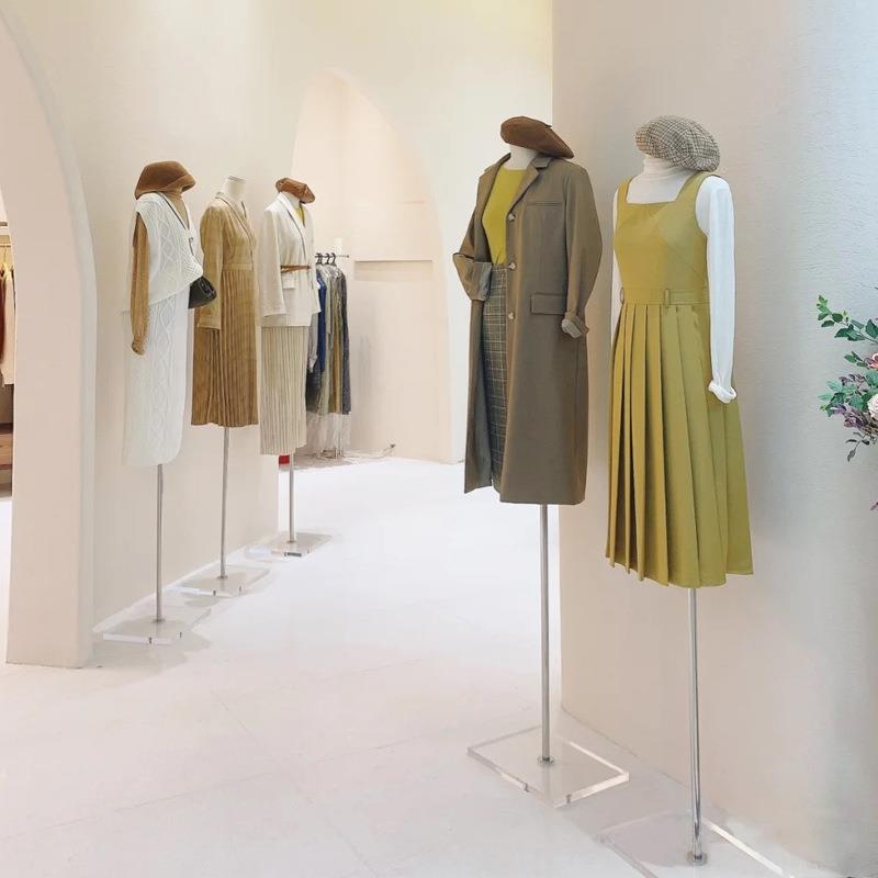 高档亚克力透明底座锁骨模特道具女服装店展示架全身女装小胸人台