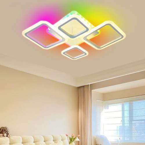 创意个性RGB七彩幻彩卧室灯大气温馨浪漫4头5头主卧灯新款