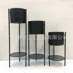 北欧轻奢铁艺花架客厅落地式阳台花盆置物架简约样板间摆件
