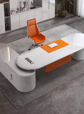 烤漆办公桌简约现代白色创意女士老板桌总裁桌办公室家具桌椅