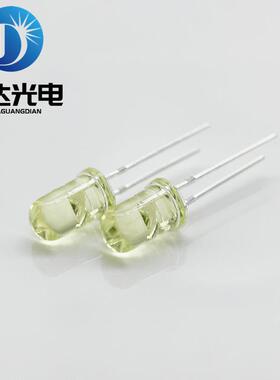 F5圆头高亮黄光直插发光二极管5mm圆头清透黄光晶元芯片led灯珠