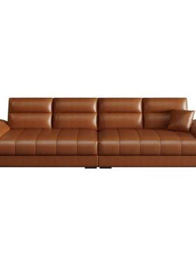 简约真皮沙发意式极简钢琴键小户型皮艺现代客厅轻奢直排新款沙发