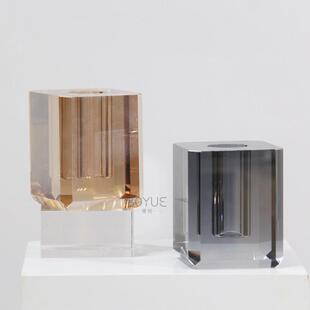 轻奢简约样板间炫彩水晶玻璃花瓶样板间民宿别墅玄关餐厅软装饰品