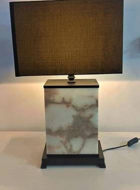 设计师款客厅书房样板间装饰灯具北欧大理石底座黑色方形台灯