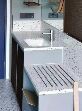 白色颗粒人造石英石橱柜岛台烘培台面树脂大理石成品台面飘窗石