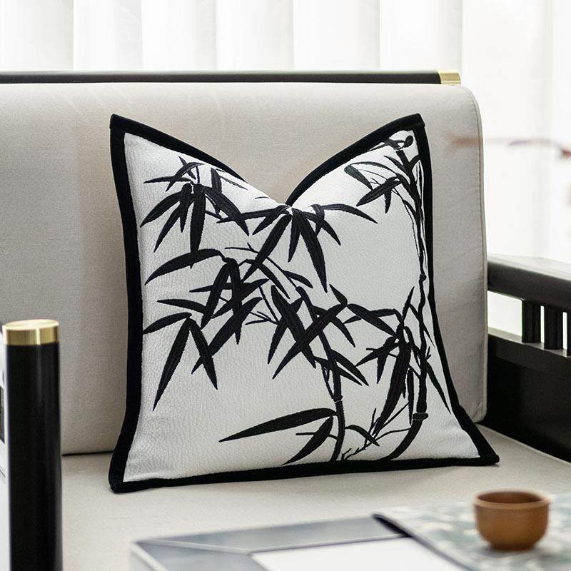 新中式竹叶刺绣抱枕套客厅沙发国风靠垫套样板间酒店软装高端靠枕,农用物资,其他肥料,淘宝优惠券,粉丝福利购,淘宝优惠卷