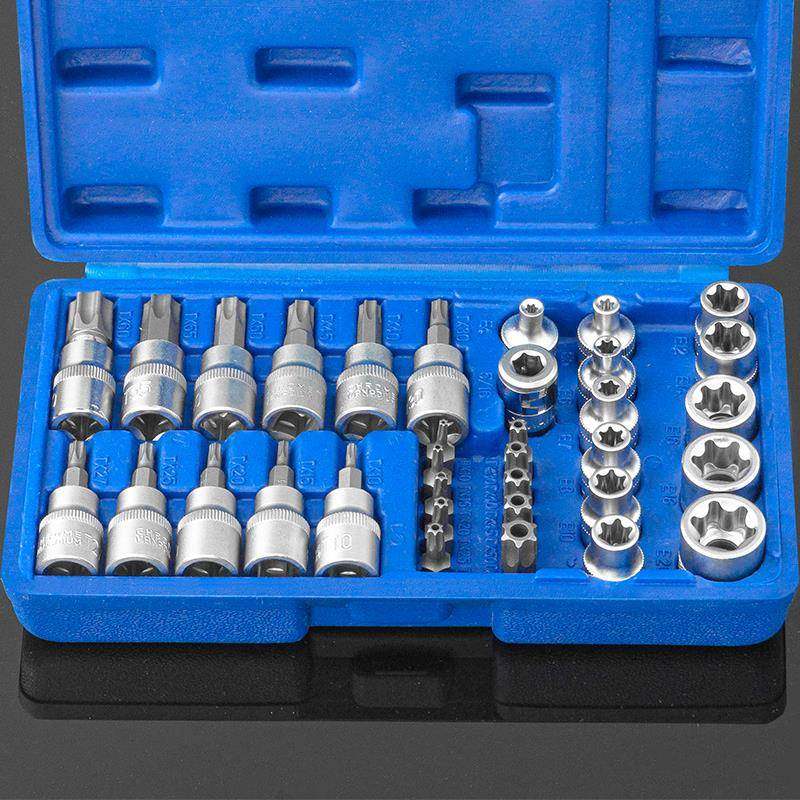 34件套E型套筒梅花星形套筒E4-E20批头T10-T60内六花中飞工具组套
