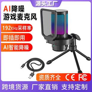 私模新款电脑麦克风USB直播RGB游戏收音microphone电容话筒
