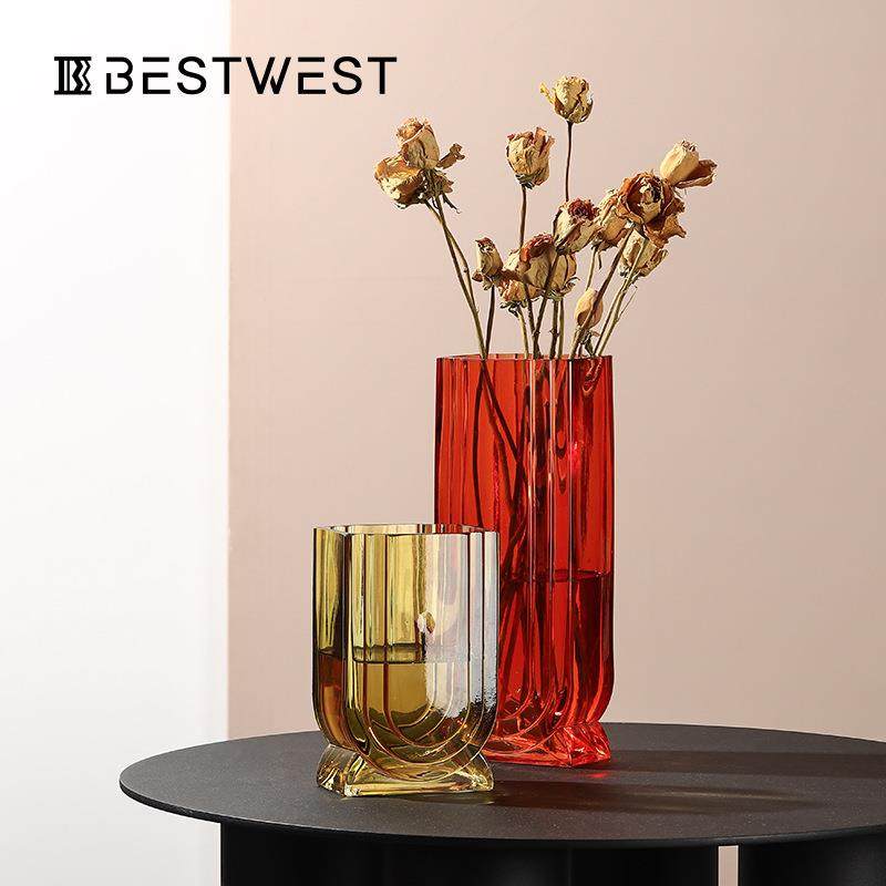 Bestwest彩色矩形水培玻璃花瓶摆件创意客厅玄关家居装饰摆件,纺织面料/辅料/配套,纺织机械配件,淘宝优惠券,粉丝福利购,淘宝优惠卷