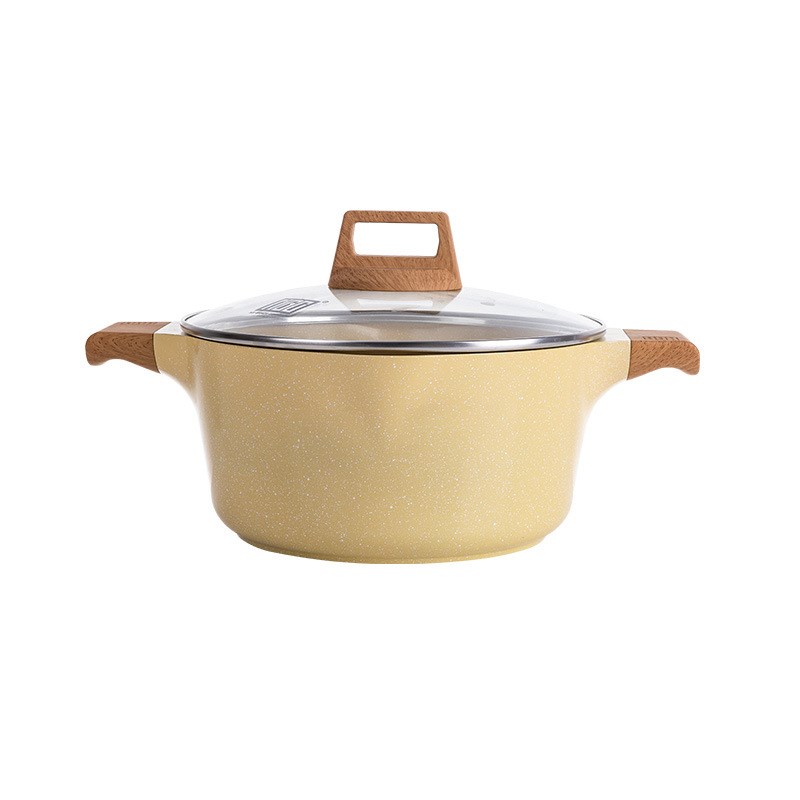 MGC麦饭石双耳汤锅 家用蒸煮锅不粘锅平底锅火锅盆多功能一体锅