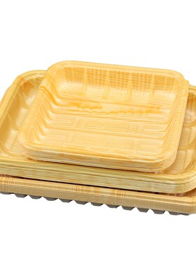 康叶一次性PP木纹生鲜托盘蔬菜水果打盒包托盘寿司盒规格齐全