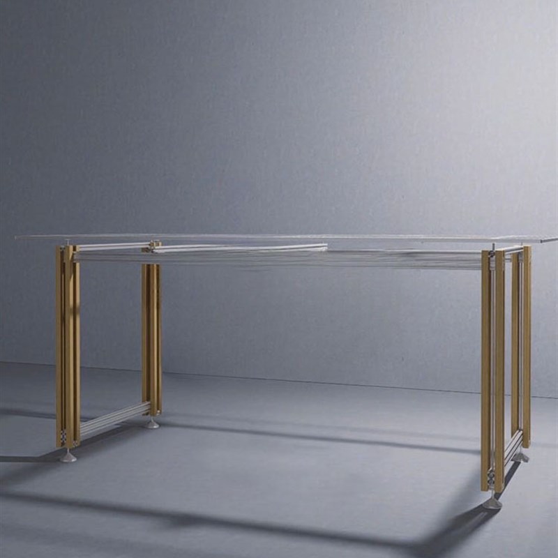 意式极简钢化玻璃餐桌现代铝型材高端会议桌长方形桌电脑桌办公桌