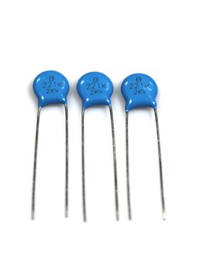 蓝色高压瓷片电容2KV221K 220PF 片径6.5mm 221/2KV磁片 瓷介电容