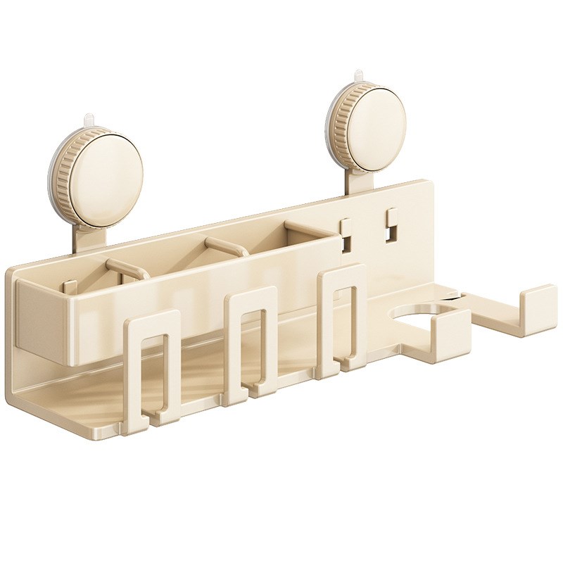 吸盘牙刷置物架壁挂式免打孔奶油色卫生间挂墙刷牙杯漱口杯架子