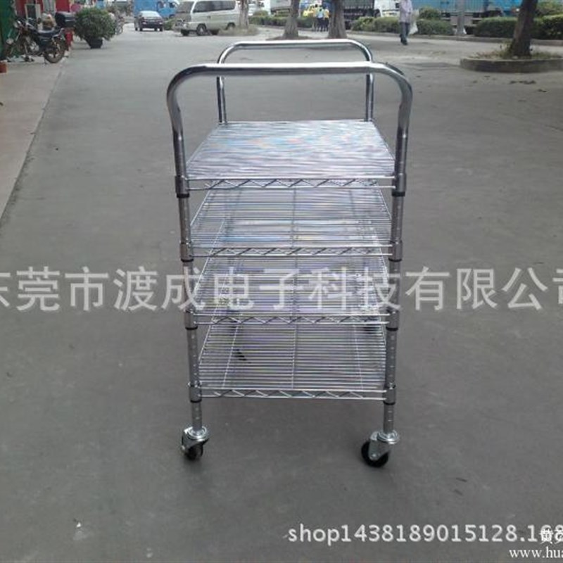 厂家直销防静电碳钢镀络钢网架防静电不锈钢周转车pcb工具小推车