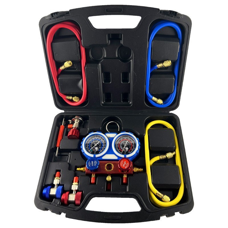 汽车空调高精度加氟表r134a冷媒雪种检漏仪双层组合手提式套装