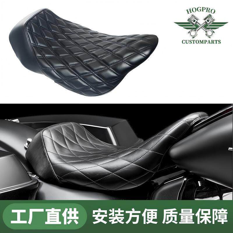 适用于哈雷滑翔路王公路滑翔改装单人座椅皮质坐垫车座