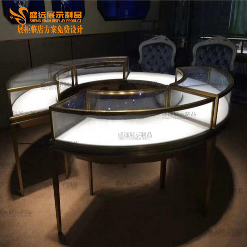 样品柜精品珠宝展柜银饰珠宝柜台不锈钢电镀玉器玻璃展示柜