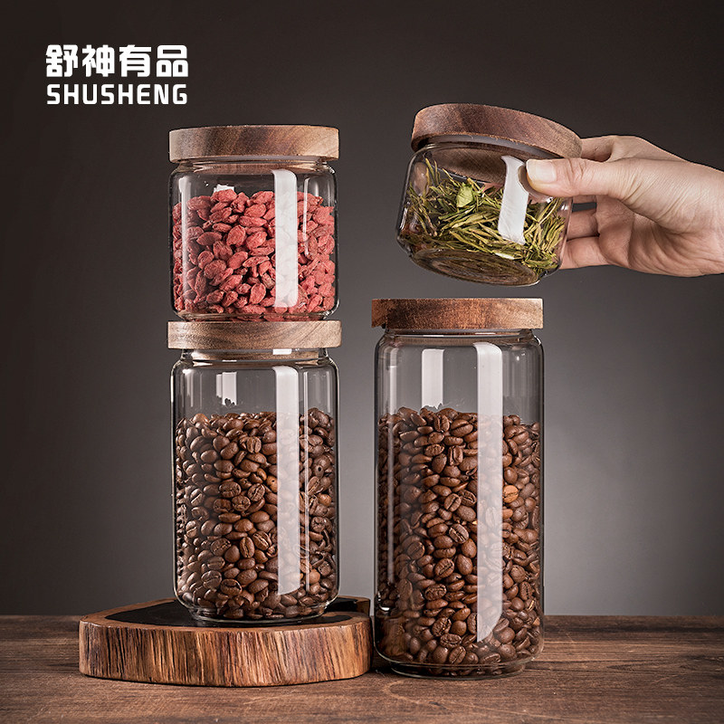 茶叶罐玻璃密封罐保存食品零食收纳五谷杂粮咖啡豆储物罐子复古风
