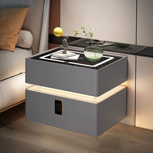 智能床头柜简约现代岩板小户型卧室收纳柜多功能床边收纳小柜子