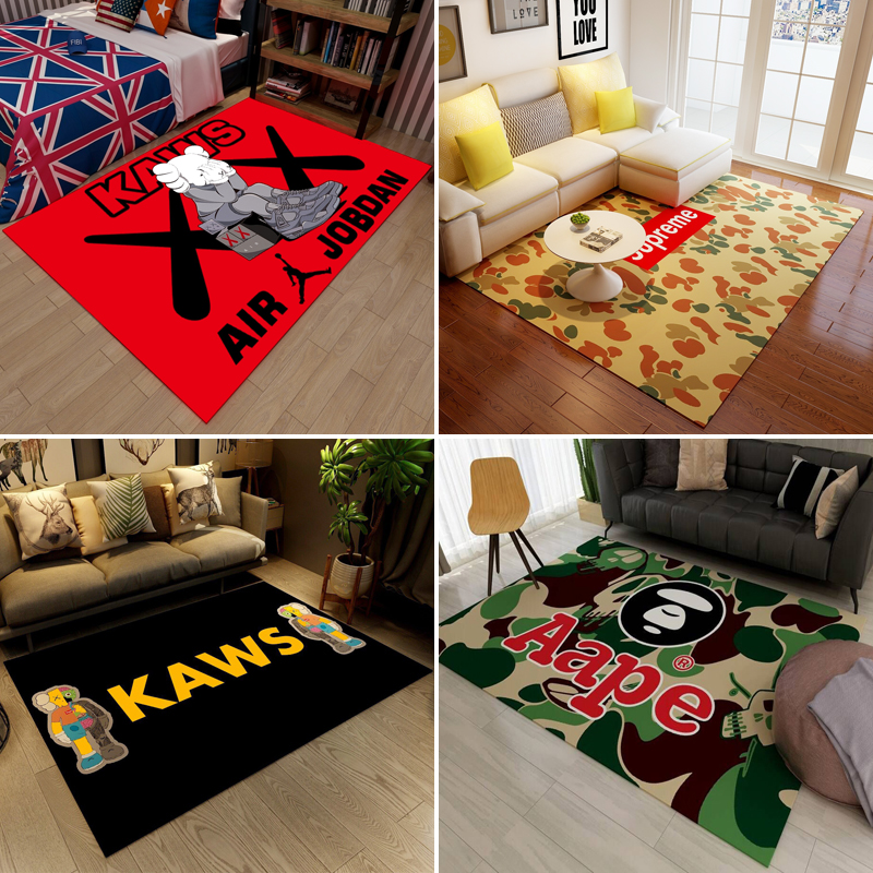 创意个性kaws客厅茶几沙发地毯潮牌房间衣帽间卧室床边地毯可定制