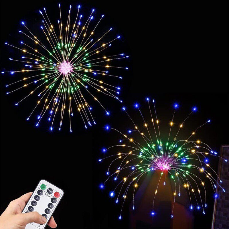 LED烟花灯铜线灯蒲公英灯圣诞灯庭院花园装饰彩灯电池遥控款