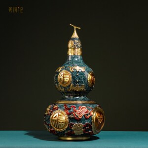 箐铜记 《福气到家》葫芦铜摆饰家居装饰品客厅玄关乔迁新居礼品