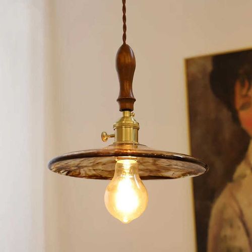 复古中古小吊灯胡桃木法式吧台餐厅民宿网红单头卧室温馨床头灯具