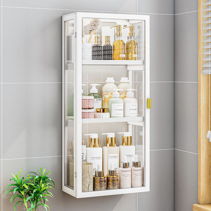 卫生间置物柜壁挂免打孔洗漱台墙上收纳柜洗手间化妆品小壁柜防水