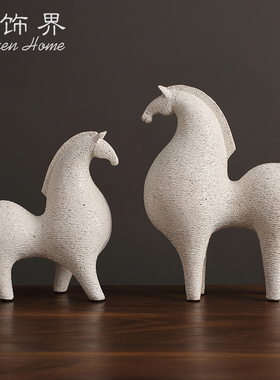 轻奢抽象艺术唐马摆件客厅酒柜电视柜家居装饰工艺品玄关马到成功