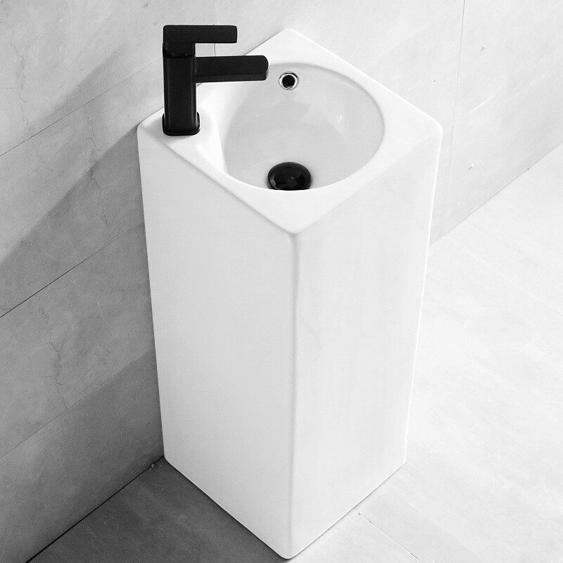 方形陶瓷小立柱盆一体洗脸盆阳台水池卫生间立式洗手盘艺术洗面盆