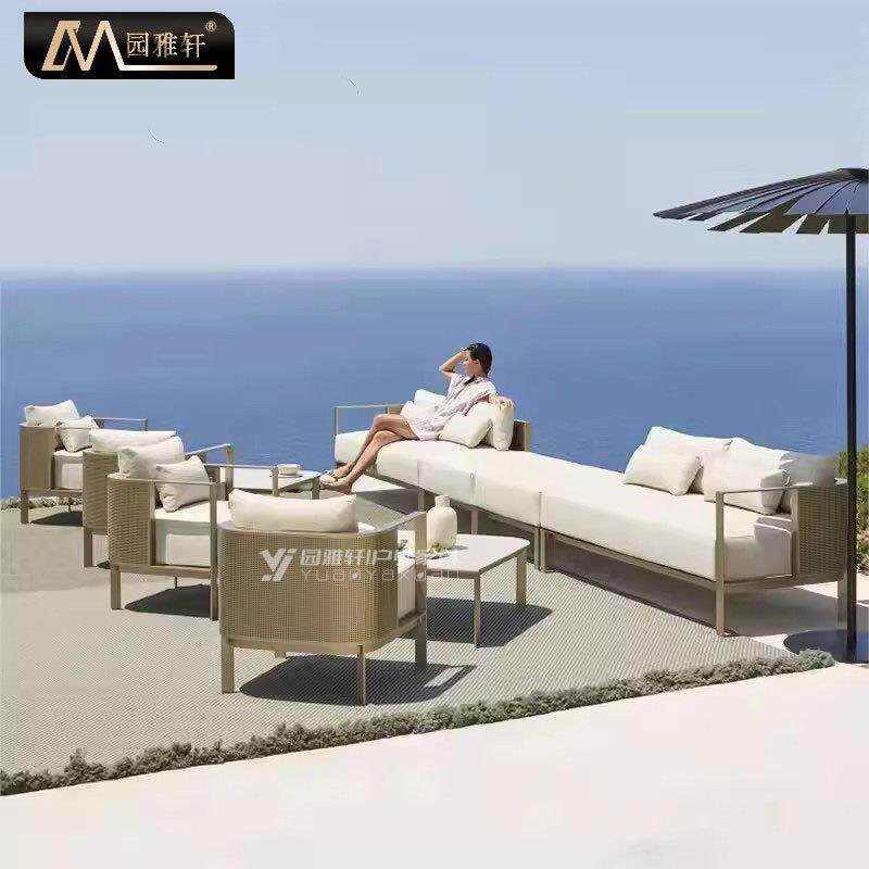户外沙发不锈钢酒店室外阳光房露天庭院售楼部样板防水防晒家具