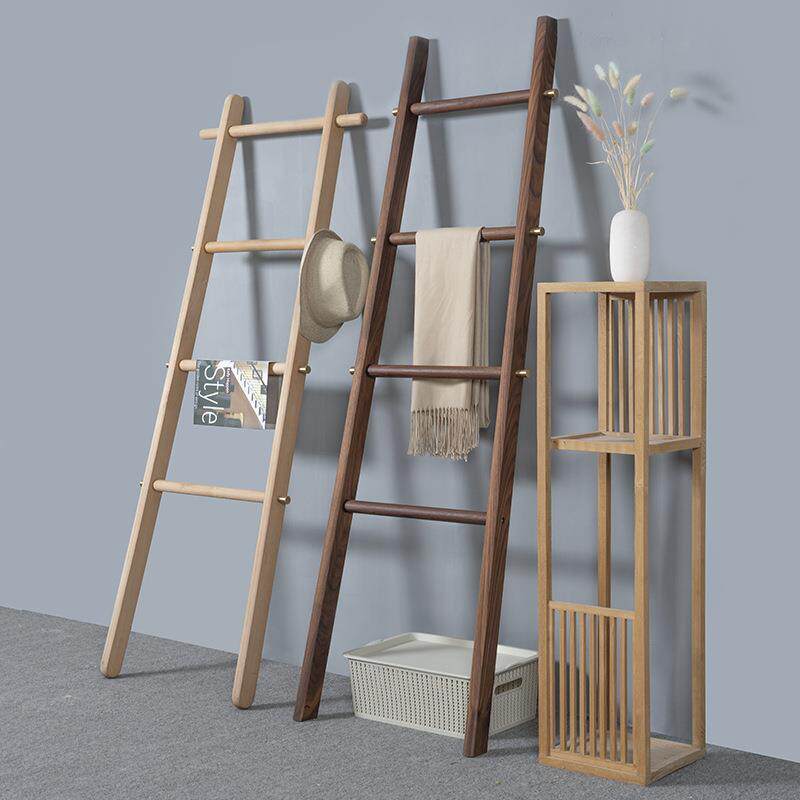 梯子形毛巾架靠墙间花架实木梯子落地创意民宿装饰摄影软装