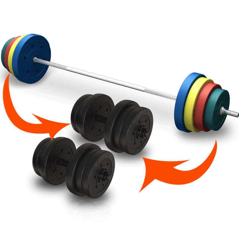 杠铃套装哑铃两用组合家用举重深蹲健身器材曲杆直杆小孔杠铃片