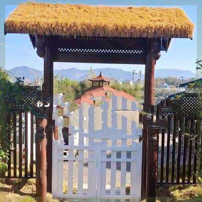 户外防腐木木门炭化木楼牌门楼实木门头楼门牌庭院小门