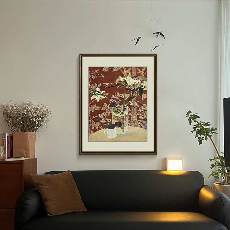 《餐边百合花》轻法式客厅装饰画古典艺术餐厅挂画中古风卧室壁画