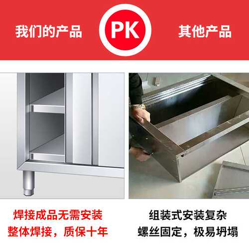 7W304商用不锈钢操作台切菜桌子带拉门储物柜案板工作台厨房打荷